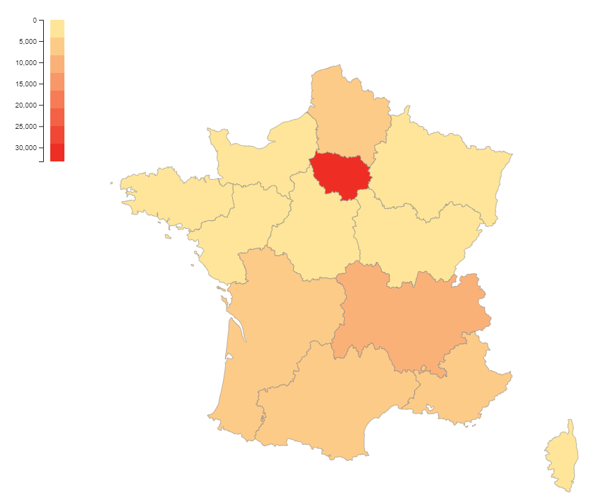 Nombre de litige par région (2023)