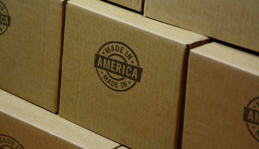 Boxes with "made in america" stamped on the side