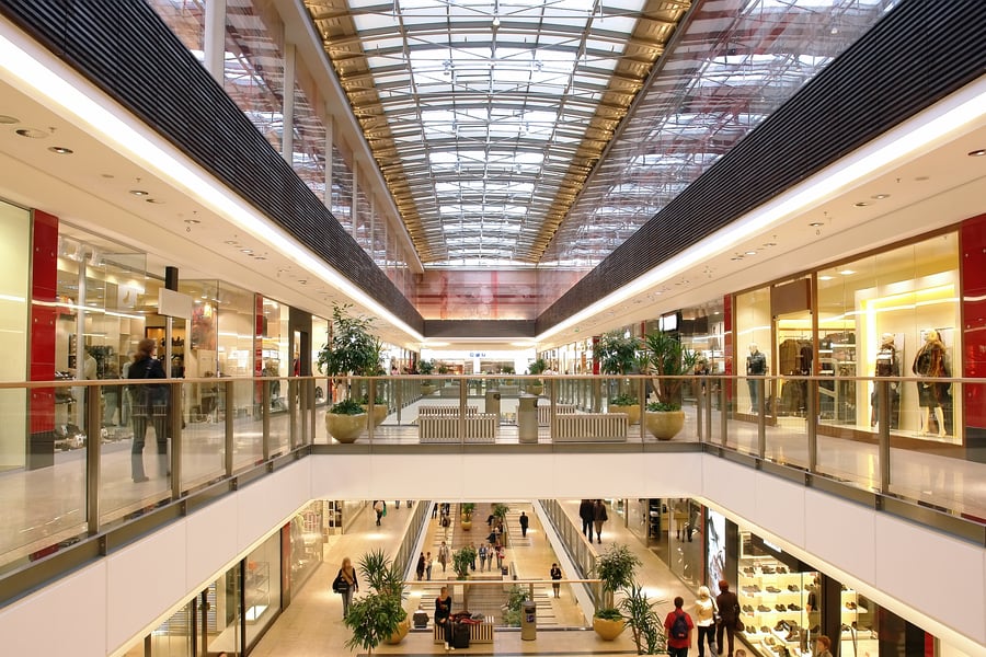 A shopping mall without very many people inside